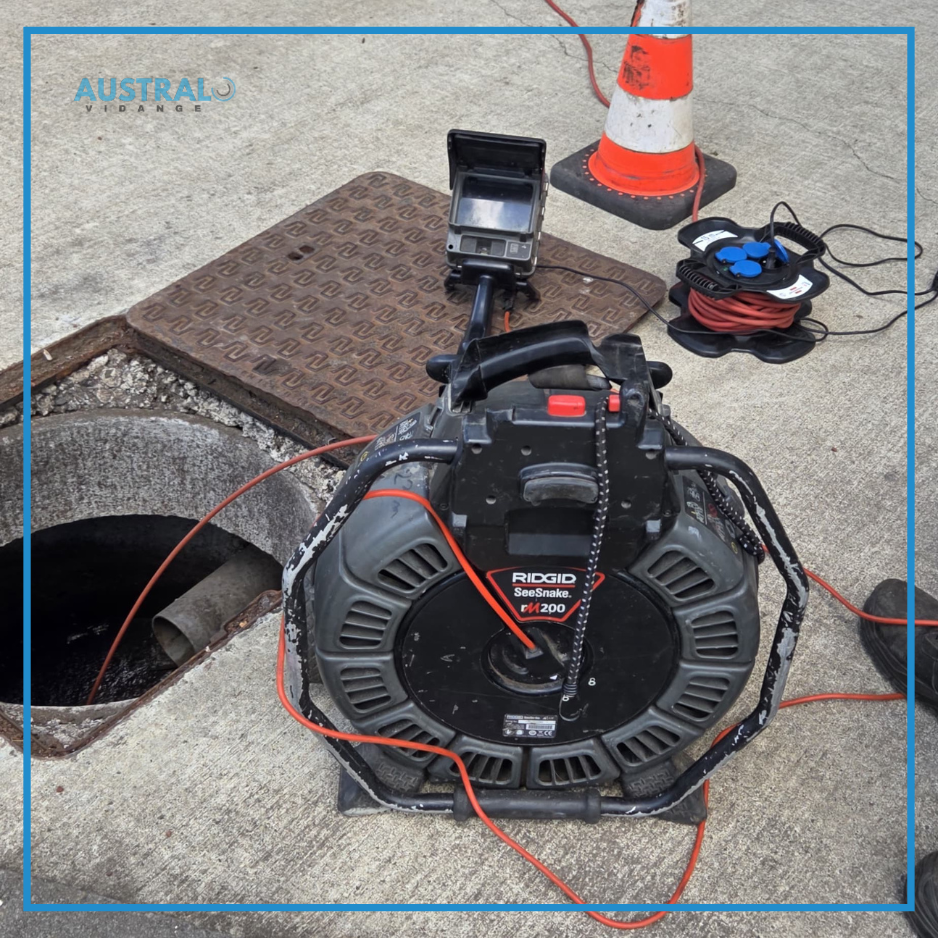 Inspection et passage de camera en cours par Austral Vidange a la Reunion